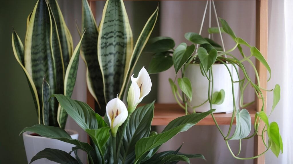 Incorporate a mix of easy-care plants like snake plants, pothos, or peace lilies to enhance your space with trendy Airbnb design trends, creating lush backdrops for guests to snap selfies while enjoying fresher vibes.